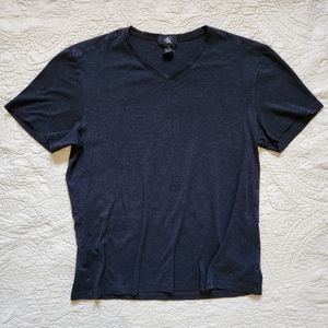 Dark navy heather blue v-neck shirt